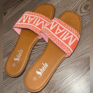 SHEIN Orange and White Slide Sandals
